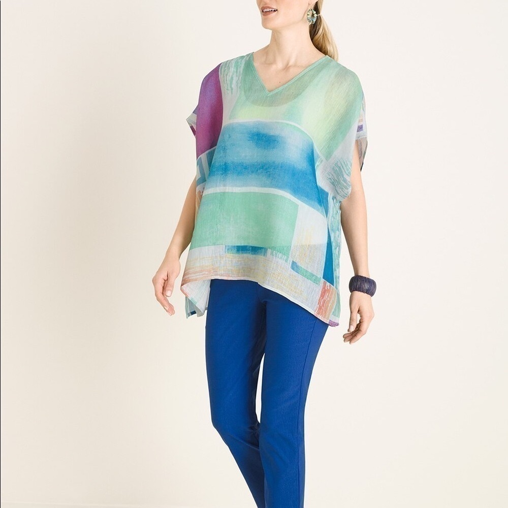 Chico’s multicolored abstract print poncho s/m NWT